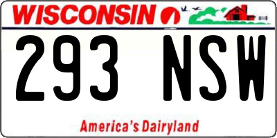 WI license plate 293NSW