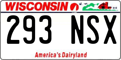 WI license plate 293NSX
