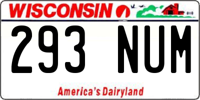WI license plate 293NUM
