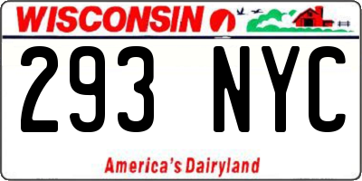 WI license plate 293NYC