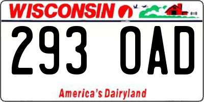 WI license plate 293OAD