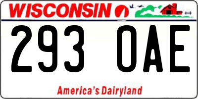 WI license plate 293OAE