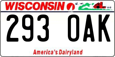 WI license plate 293OAK