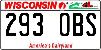 WI license plate 293OBS