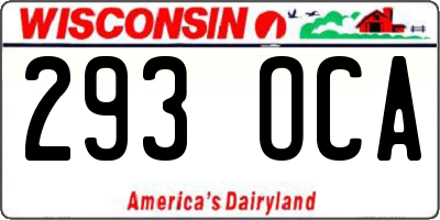 WI license plate 293OCA