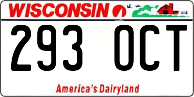 WI license plate 293OCT