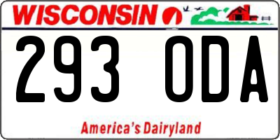 WI license plate 293ODA