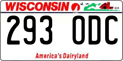 WI license plate 293ODC