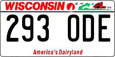 WI license plate 293ODE