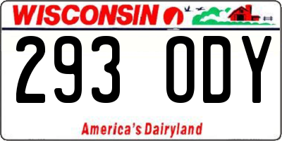 WI license plate 293ODY