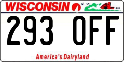 WI license plate 293OFF