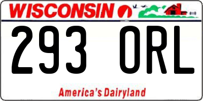 WI license plate 293ORL