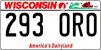 WI license plate 293ORO