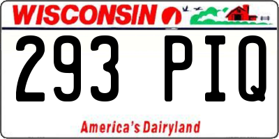 WI license plate 293PIQ
