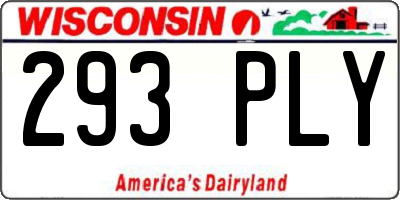 WI license plate 293PLY