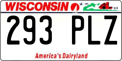WI license plate 293PLZ