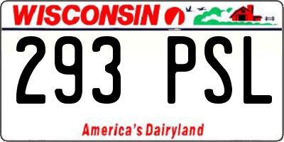 WI license plate 293PSL