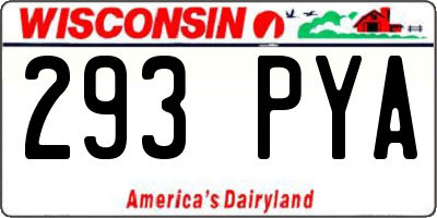 WI license plate 293PYA