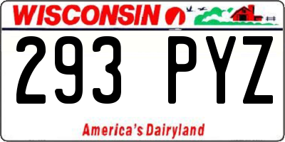 WI license plate 293PYZ