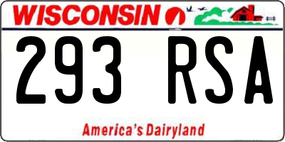 WI license plate 293RSA