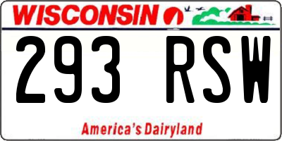 WI license plate 293RSW