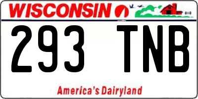 WI license plate 293TNB