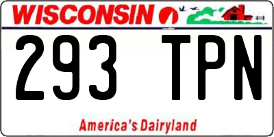 WI license plate 293TPN