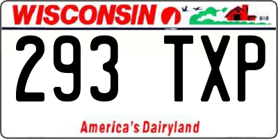 WI license plate 293TXP