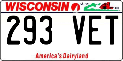 WI license plate 293VET