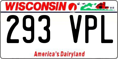 WI license plate 293VPL