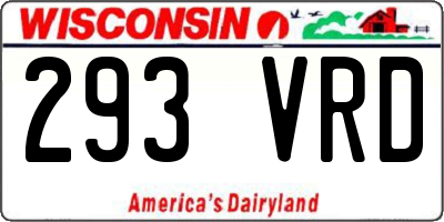 WI license plate 293VRD