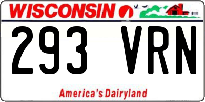WI license plate 293VRN