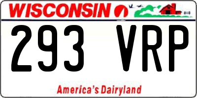 WI license plate 293VRP