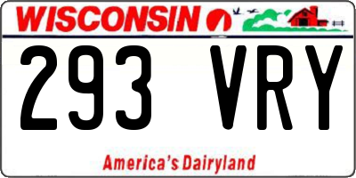 WI license plate 293VRY