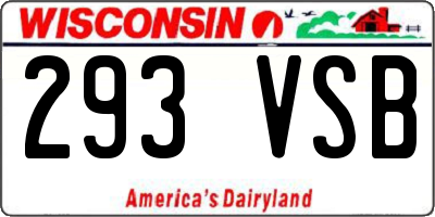 WI license plate 293VSB