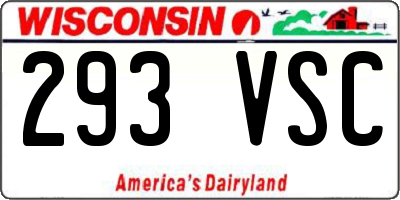 WI license plate 293VSC