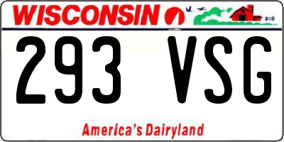 WI license plate 293VSG