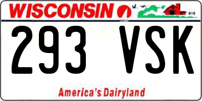 WI license plate 293VSK