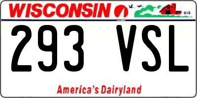 WI license plate 293VSL