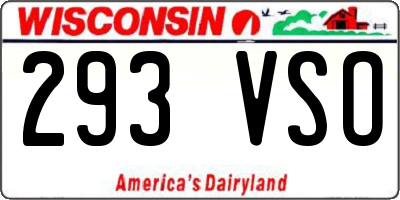WI license plate 293VSO