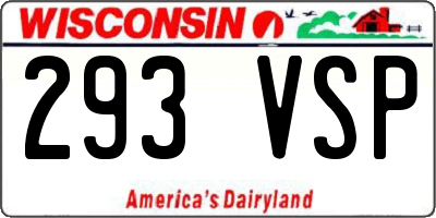 WI license plate 293VSP