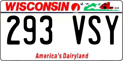 WI license plate 293VSY