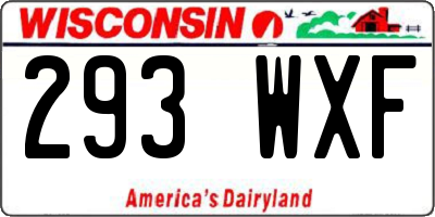 WI license plate 293WXF