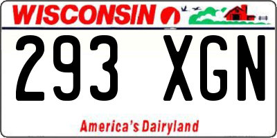 WI license plate 293XGN