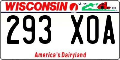 WI license plate 293XOA