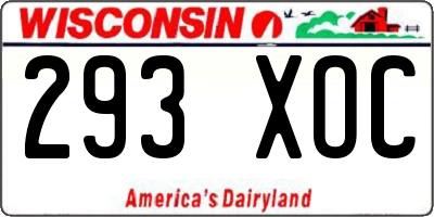 WI license plate 293XOC