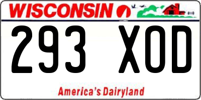 WI license plate 293XOD