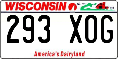 WI license plate 293XOG