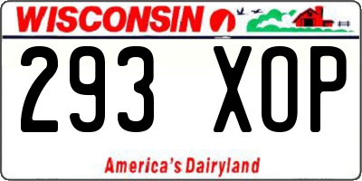 WI license plate 293XOP