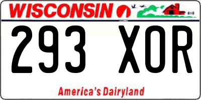 WI license plate 293XOR